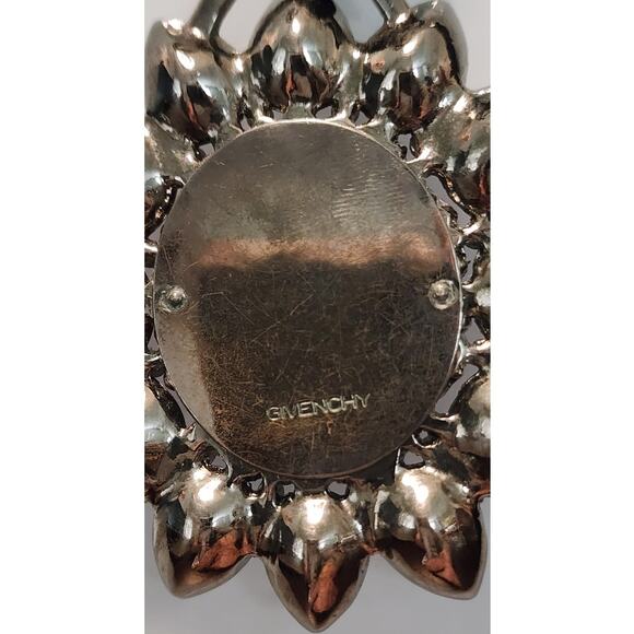 Givenchy Ruby-Red Rhinestone Flower Pendant Necklace, Vintage, Large - Picture 4 of 5